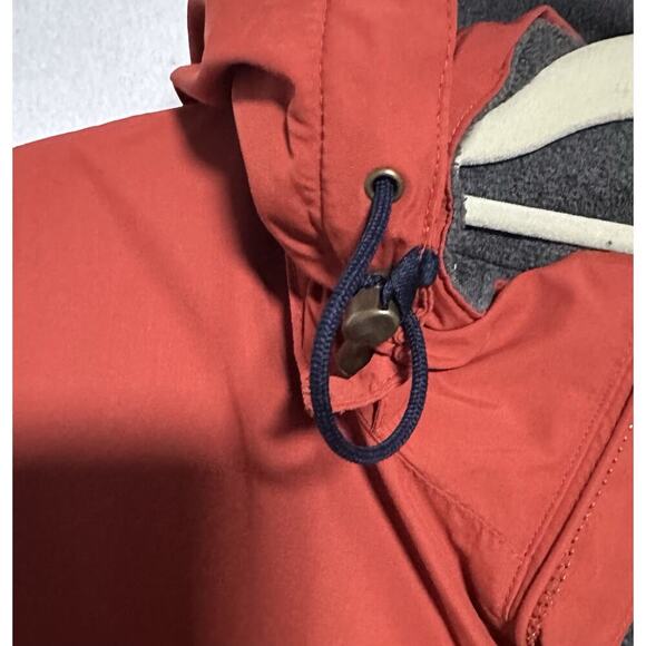 Lands End Orange Jacket Mens Windcheck Hooded Fleece Lined Large 42-44 EUC - Picture 3 of 13